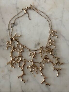 Banana Republic Gold Coral Branch Bib Necklace